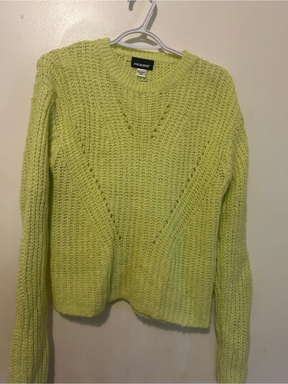 NWOT Sears Joe Baxter Brand Lime Green Chunky Crewneck Sweater Sz M